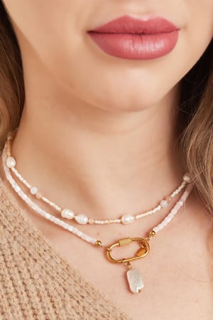 Collier perlé avec perles Rose Acier inoxydable h5 Image3